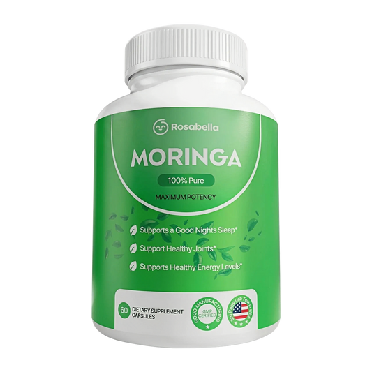 Rosabella Moringa+ Capsules - Pure Moringa Powder, Energy, Skin, Immune & Gut Health Superfood, Rich in Antioxidants, Essential Vitamins & Amino Acids, Natural Green Superfood Supplement - 60 Count