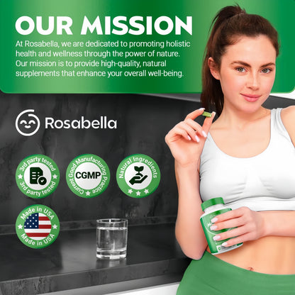 Rosabella Moringa+ Capsules - Pure Moringa Powder, Energy, Skin, Immune & Gut Health Superfood, Rich in Antioxidants, Essential Vitamins & Amino Acids, Natural Green Superfood Supplement - 60 Count